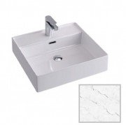 Раковина для ванной Hidra Faster Kiub 51х46 см санфаянс белый матовый мрамор KI50 101 white matt marble