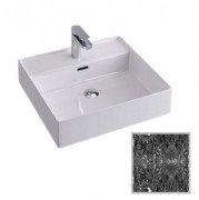 Раковина для ванної Hidra Faster Kiub 51х46 см санфаянс чорний матовий мармур KI50 102 black matt marble