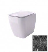 Унітаз підлоговий Hidra Faster Kiub Rimless 36,5х54 см санфаянс чорний матовий мармур KIR20 102 black matt marble