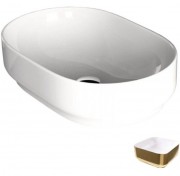 Раковина для ванної Hidra Gio Evolution 60х40 см білий/золото G60E 013 bianco/oro