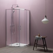 Душова кабіна чверть кола Kolpa San Eco Quat TKP 80/K 80х80 см профіль срібний/прозоре скло 538570