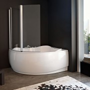 Шторка для ванны Kolpa San Loco Sole TP 143/K-D 143х140 см левая профиль серебряный стекло прозрачное 528100