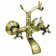Змішувач для ванни GRB Clasica 1866 з душовою лійкою двухвентильний состаренная латунь 206199