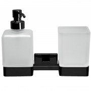 Дозатор для рідкого мила Inda Lea зі склянкою матове скло/чорний матовий A1810D NE 21