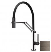 Змішувач для кухні Gessi Officine з висувною лійкою чорний метал брашірованний 60055#707