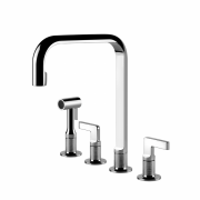 Смеситель для кухни Gessi Inciso на 4 отверстия с выдвижным душем хром 58703#031