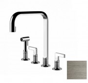 Смеситель для кухни Gessi Inciso на 4 отверстия с выдвижным душем нержавеющая сталь 58703#149