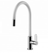 Змішувач для кухні Gessi Helium з висувною лійкою білий/хром 60077#379