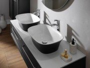 Подвійна раковина для ванної Kolpa San Blanche UB 150 литий мармур антрацит на стільниці Kerrock 538770