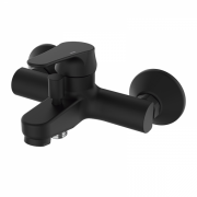 Смеситель для ванной GRB E-Plus настенный однорычажный с душевой лейкой и стойкой черный 35364320