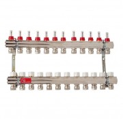 Колектор для систем підлогового опалення Luxor 12 контурів з витратоміром і термоклапаном 17400312N