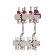 Колектор для систем підлогового опалення Luxor 4 контура з відсікачем і термоклапаном 17400204N