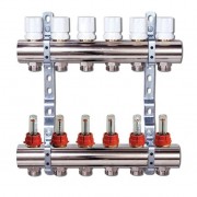 Колектор для систем підлогового опалення Luxor 6 контурів з відсікачем і термоклапаном 17400206N