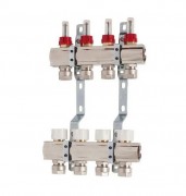 Колектор для систем підлогового опалення Luxor 4 контура з витратоміром і термоклапаном 17400304N