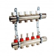 Колектор для систем підлогового опалення Luxor 5 контурів з витратоміром і термоклапаном 17400305N