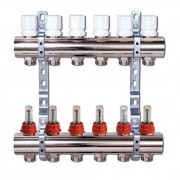 Колектор для систем підлогового опалення Luxor 6 контурів з витратоміром і термоклапаном 17400306N