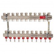 Колектор для систем підлогового опалення Luxor 11 контурів з витратоміром і термоклапаном 17400311N