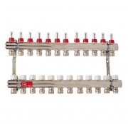 Колектор для систем підлогового опалення Luxor 12 контурів з витратоміром і термоклапаном 17400312N