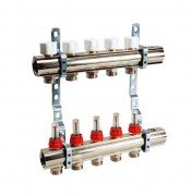 Колектор для систем підлогового опалення Luxor 5 контурів з витратоміром і термоклапаном 17400305N