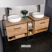 Тумба для підлоги під раковину Буль-Буль Loft 1550х500х720 мм ДСП / шпон / метал дуб Loft 2