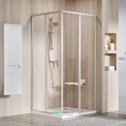 Душовий куточок прямокутний розсувний Ravak SRV2-S + SRV2-S - 80 S чотирьохелементний з кутовим входом металл сатин / скло прозоре 14V40U02Z1