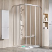 Душовий куточок прямокутний розсувний Ravak ASRV3 + ASRV3-75 шестиелементна з кутовим входом профіль сатин/скло grape 15V30U02ZG
