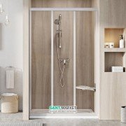 Душові двері Ravak ASDP3-130 розсувні трьохелементні профіль сатин/скло прозоре 00VJ0U02Z1