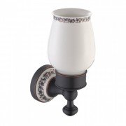 Стакан для зубних щіток Kraus Apollo керамічний з настінним тримачем білий/темний шоколад KEA-16504ORB