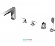 Смеситель для ванной TOTO Jewelhex врезной на 5 отверстий с ручным душем хром DB223C