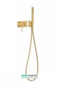 Смеситель для душа встраиваемый Tres 3V однорычажный с ручным душем латунь золото матовый 21027391OM
