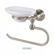 Держатель для полотенец с мыльницей слева Tres Retro-Tres настенный металл/керамика сталь/белый 02463611AC