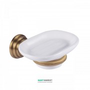 Мильниця для ванної Tres Retro-Tres з настінним утримувачем кераміка/метал білий/зістарена латунь матовий 02463610LM