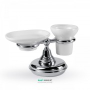 Мильниця і стакан для зубних щіток Tres Retro-Tres з настільним тримачем кераміка/метал білий/хром 12463613