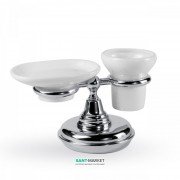 Мильниця і стакан для зубних щіток Tres Retro-Tres з настільним тримачем кераміка/метал білий/хром 12463613