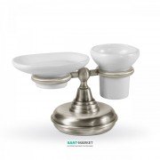 Мильниця і стакан для зубних щіток Tres Retro-Tres з настільним тримачем кераміка/метал білий/сталь 02463613AC