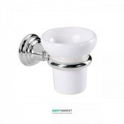 Стакан для зубных щеток Tres Retro-Tres с настенным держателем керамика/металл белый/хром 12463612