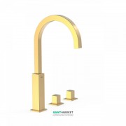 Змішувач для ванної Tres Cuadro colors двовентильний монтаж на борт ванни золото 00810504OR