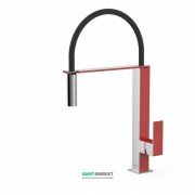 Смеситель для кухни Tres Top Tres colors с выдвижной лейкой красный/хром 00648701RO