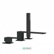 Змішувач для ванної Tres Cuadro colors одноважільний з ручним душем монтаж на борт ванни чорний матовий 00616105NM