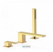 Смеситель для ванной Tres Cuadro colors однорычажный с ручным душем монтаж на борт ванны золото 00616105OR