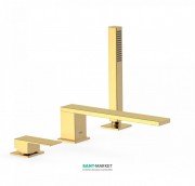Смеситель для ванной Tres Cuadro colors однорычажный с ручным душем монтаж на борт ванны золото матовый 00616103OM