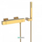 Смеситель для душа термостатический Tres Cuadro colors с ручным душем золото матовый 007164039OM