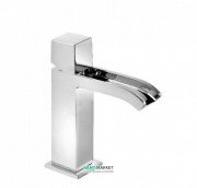 Змішувач для раковини Tres Cuadro Tres одноважільний з каскадним виливом і донним клапаном хром 00611002D