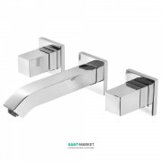 Смеситель для раковины Tres Cuadro Tres настенный двухвентильный хром 00815101