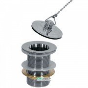 Донный клапан для раковины Tres с пробкой на цепочке хром 13474330