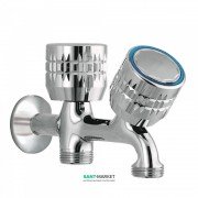 Запорный вентиль Tres Ese-23 для стиральной машины двойной холодная вода 1/2'' - 3/4'' - 3/4'' хром 02351501