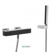 Термостат для ванни Tres Slim colors з каскадним виливом та ручним душем чорний/хром 20217409NE