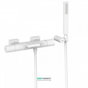 Термостатичний змішувач для ванни Tres Project colors двовентильний з каскадним виливом білий матовий 21117409BM