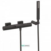 Термостатичний змішувач для ванни Tres Project colors двовентильний з каскадним виливом чорний матовий 21117409NM