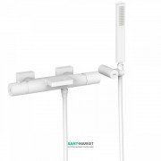 Термостатический смеситель для ванны Tres Project colors двухвентильный с каскадным изливом белый матовый 21117409BM